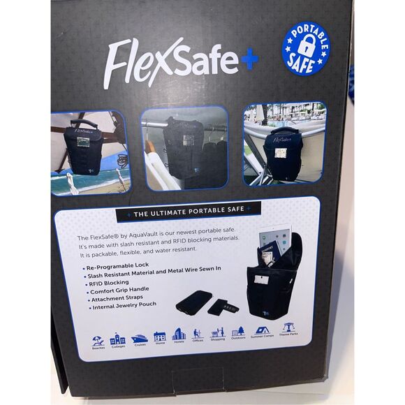 AQUA VAULT FlexSafe Plus Portable Safe W/ SOLAR POWER BANK & Motion Alarm - Picture 3 of 4